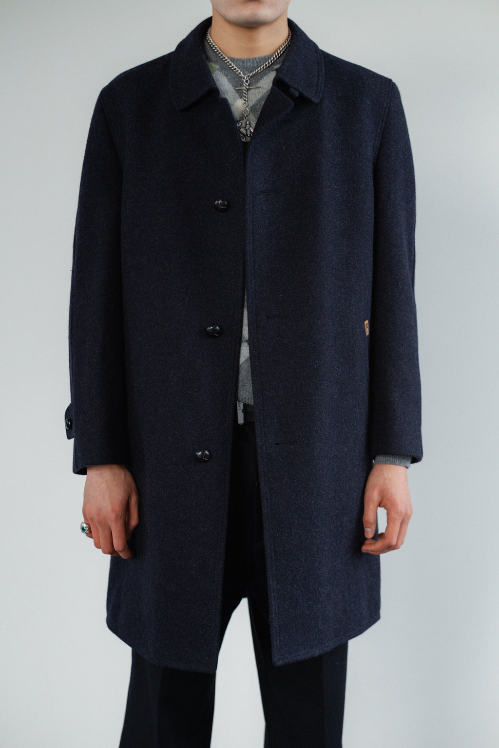 Navy Blue Virgin Wool Coat