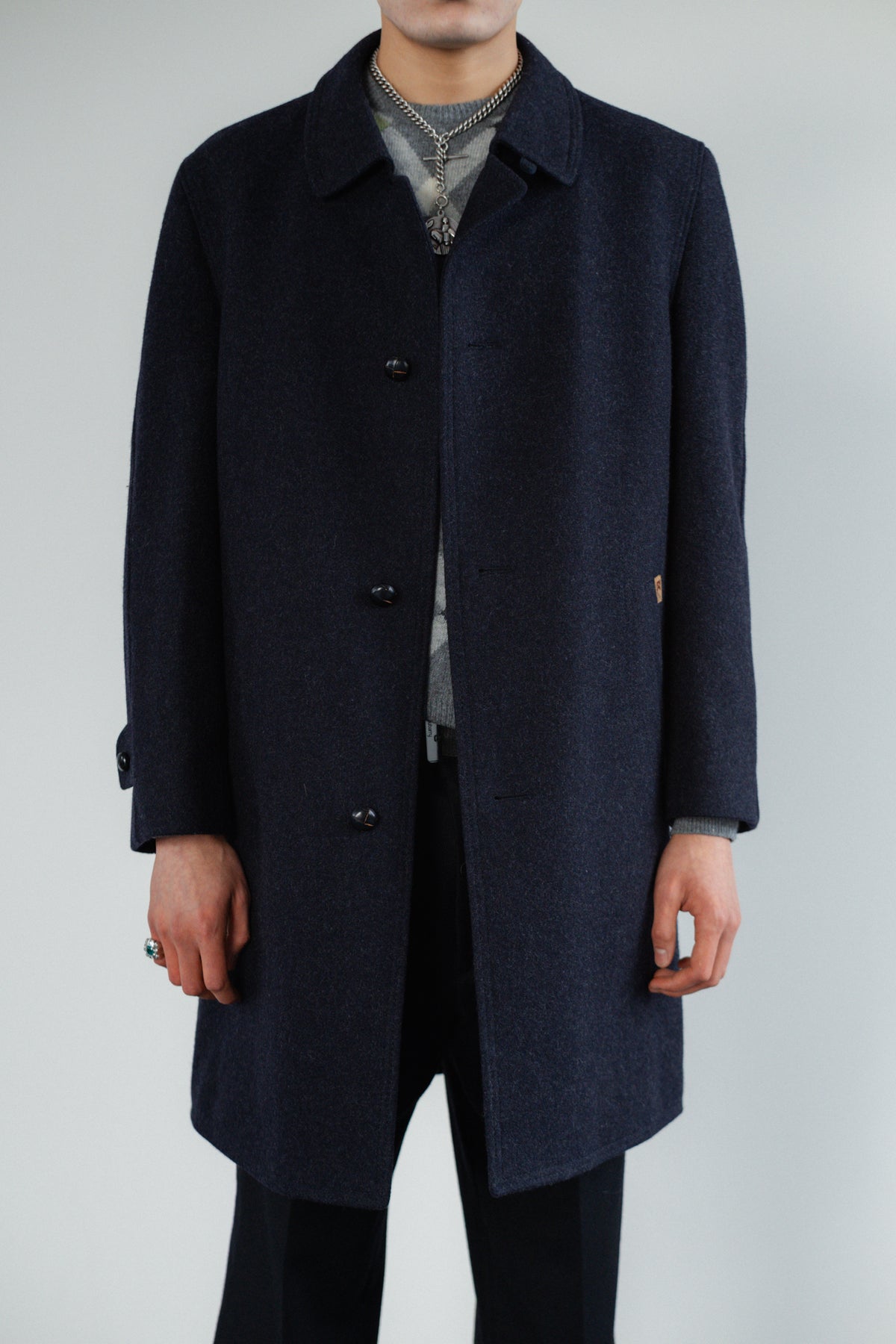 Navy Blue Virgin Wool Coat