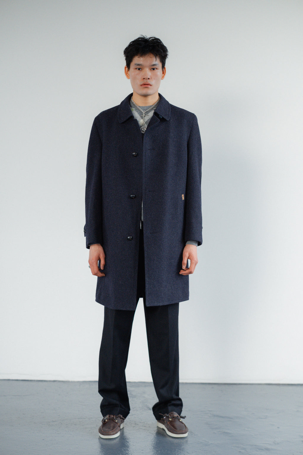 Navy Blue Virgin Wool Coat