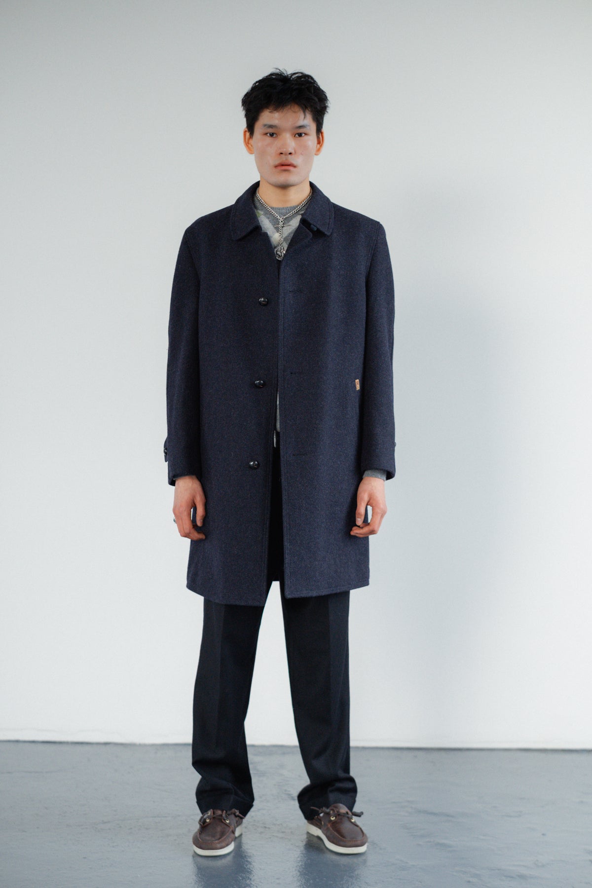 Navy Blue Virgin Wool Coat