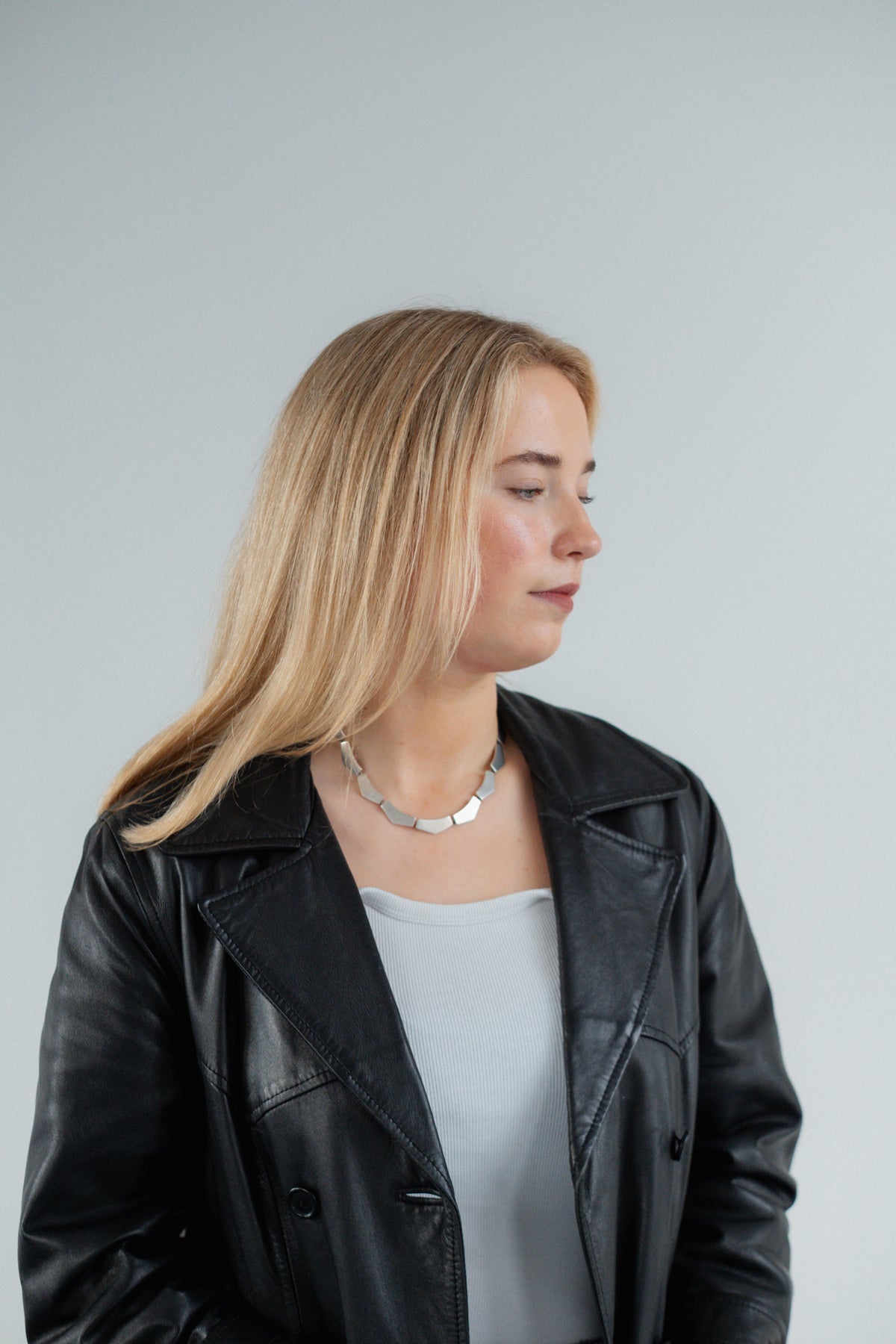 Black Genuine Leather Double-Breasted Jacket