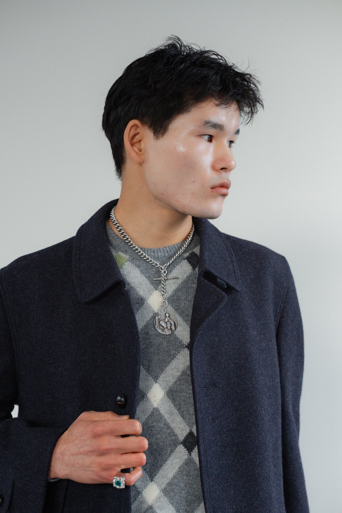 Navy Blue Virgin Wool Coat