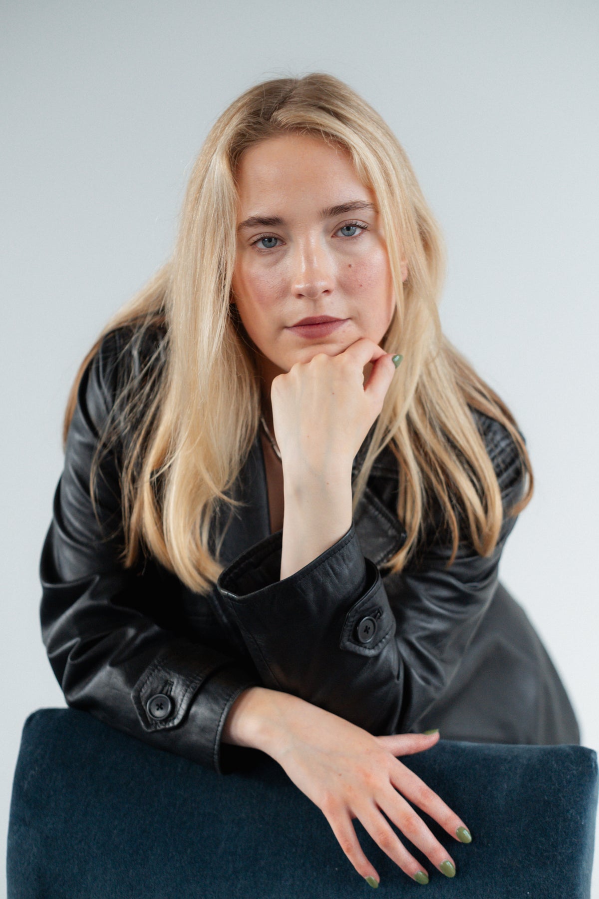 Black Genuine Leather Double-Breasted Jacket