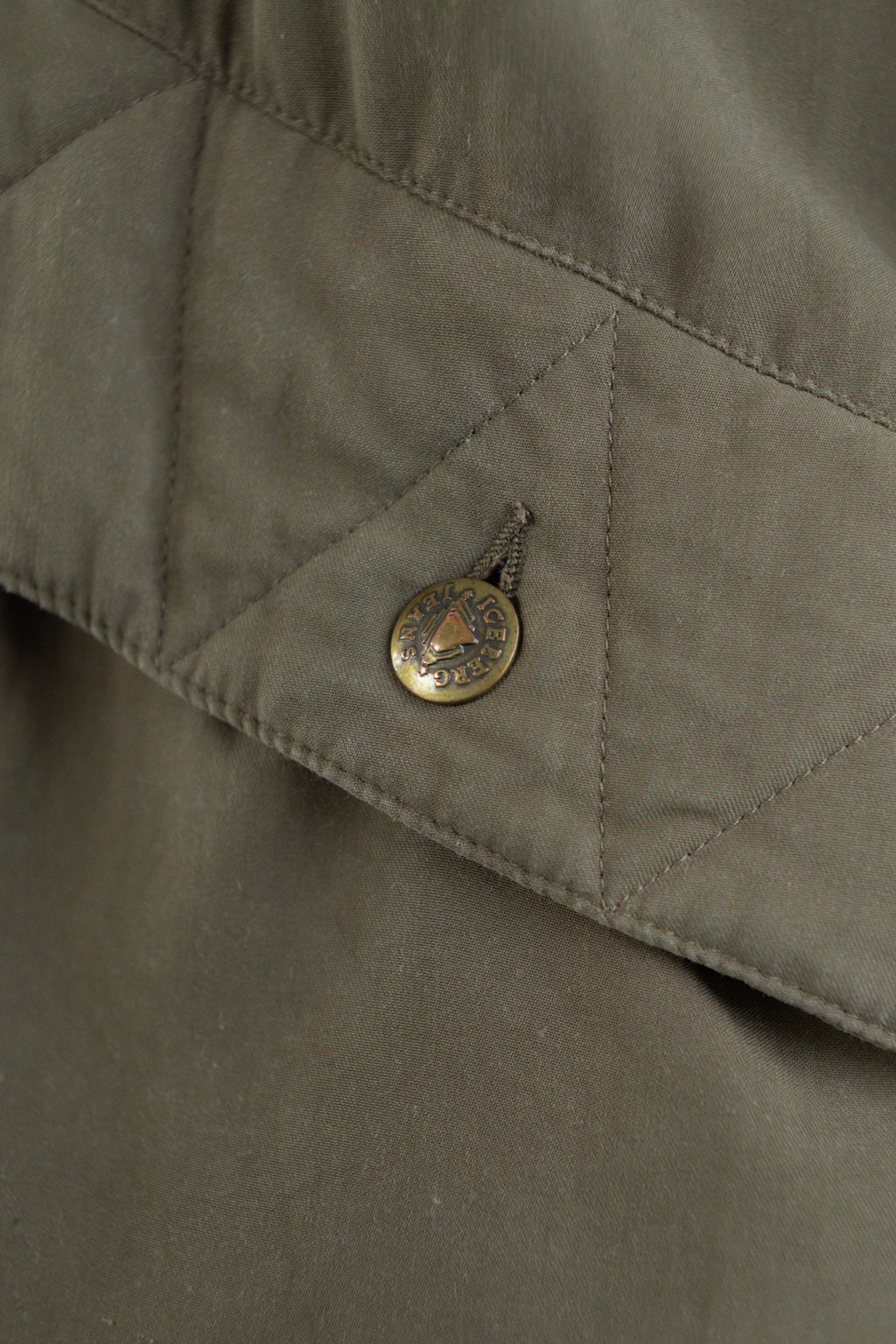 Khaki Green Quilted Jacket with Faux Fur Trim by Iceberg