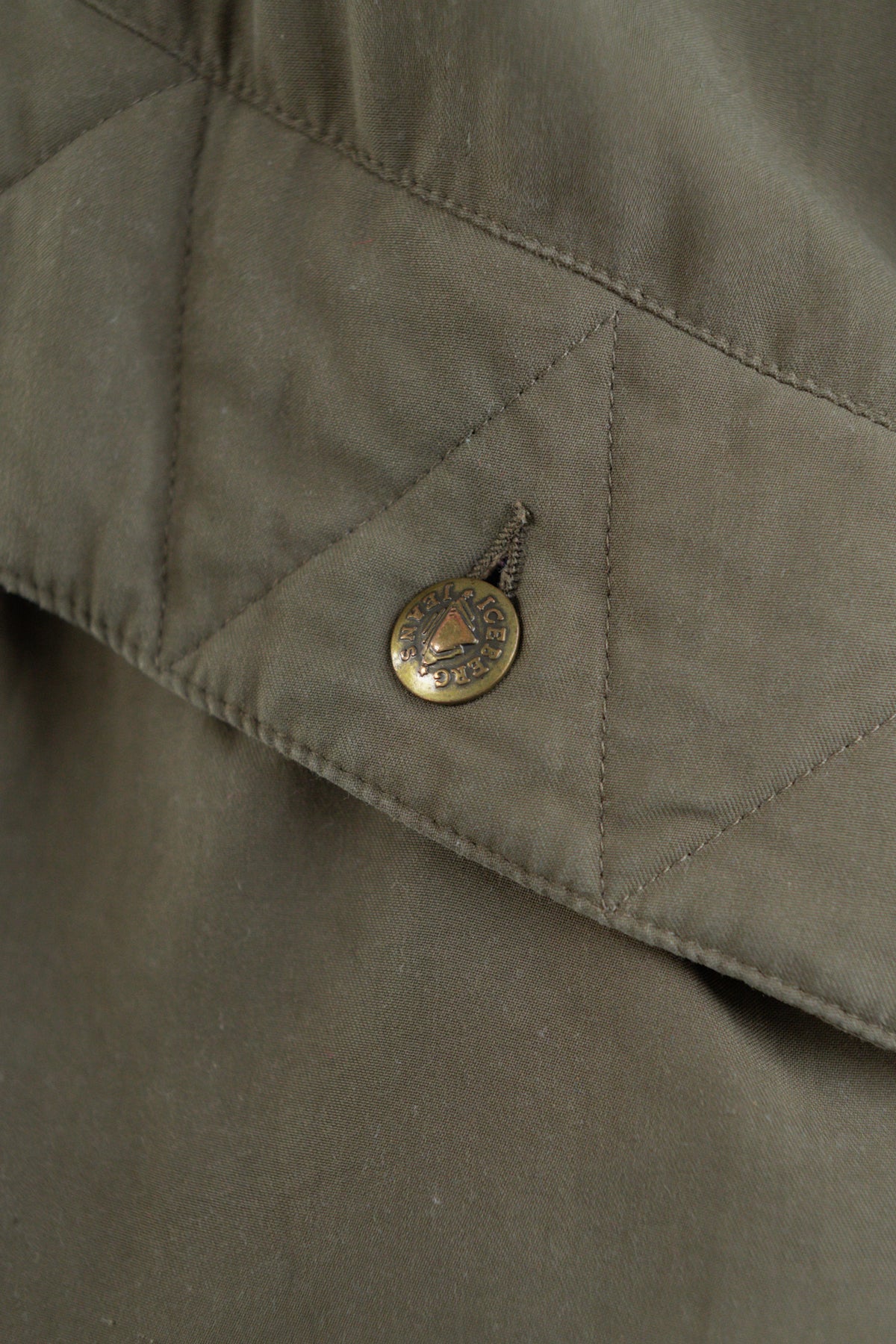 Khaki Green Quilted Jacket with Faux Fur Trim by Iceberg