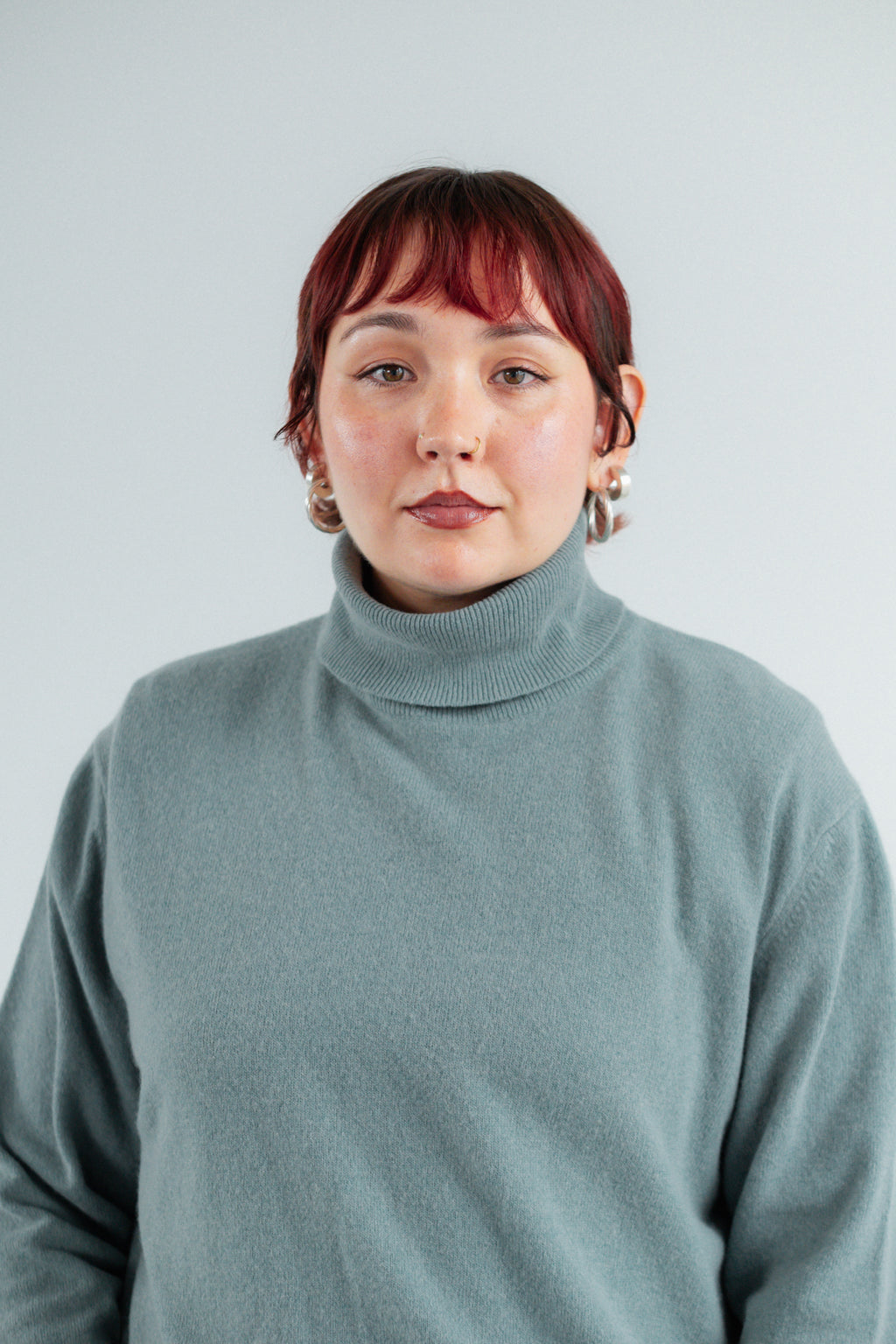 Slate Blue Lambswool Roll-Neck Jumper