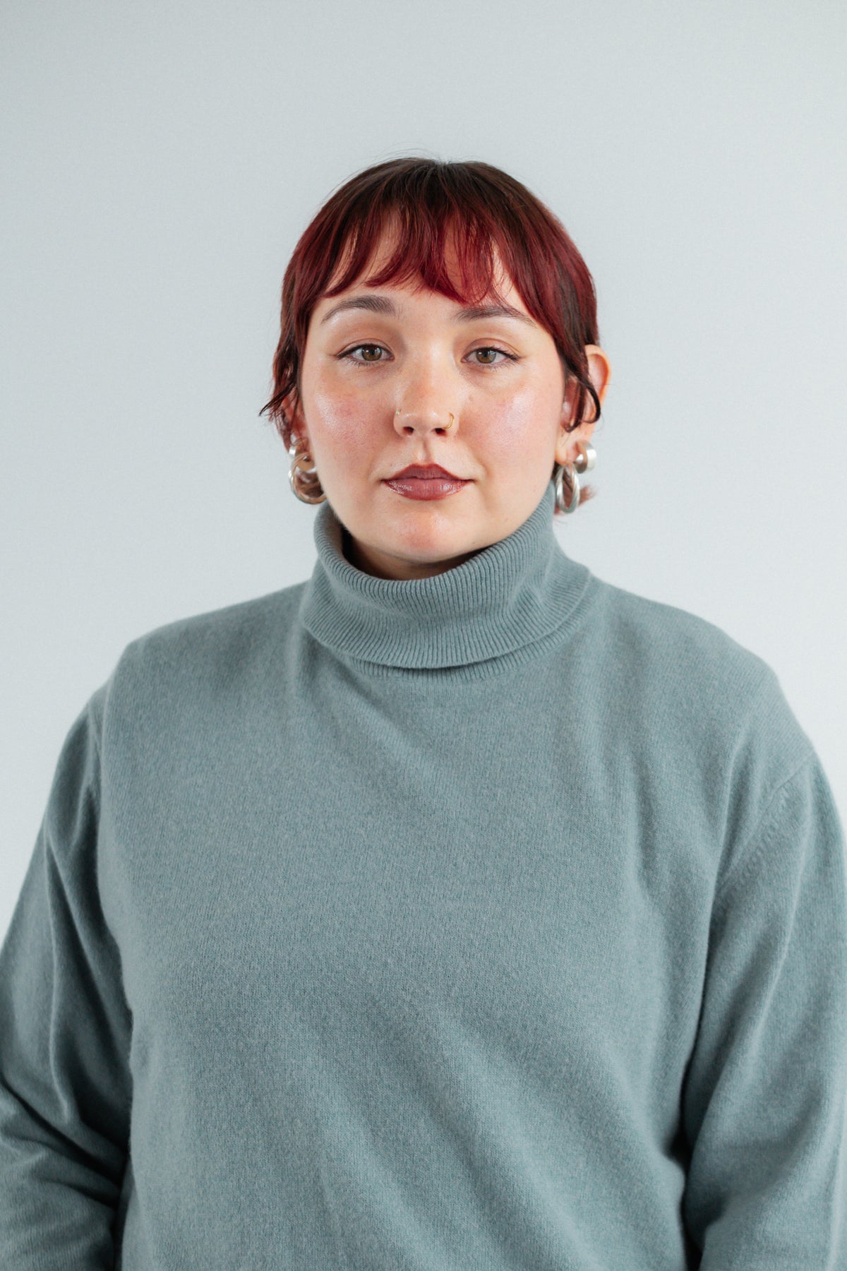 Slate Blue Lambswool Roll-Neck Jumper