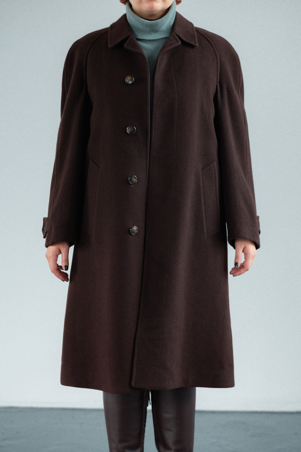 Dark Chocolate Brown Pure Wool Coat