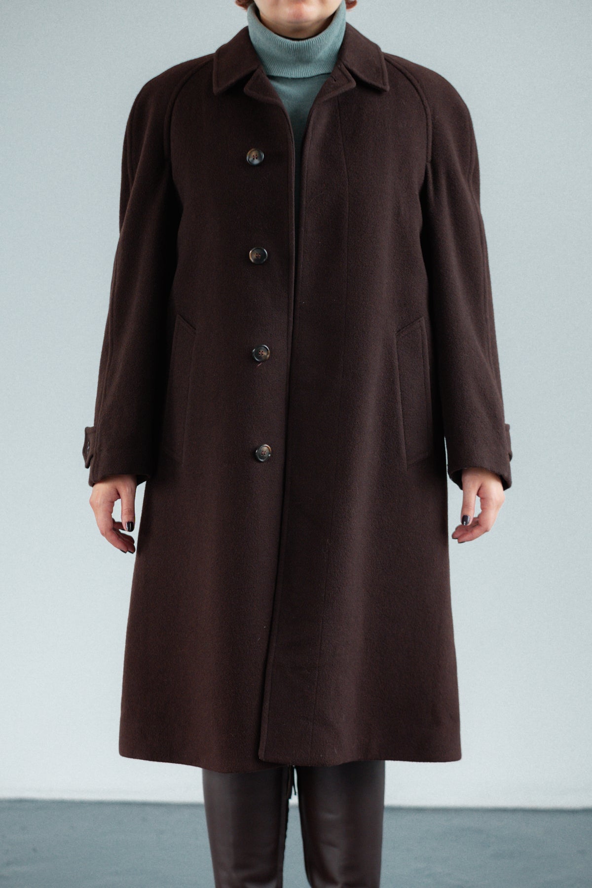 Dark Chocolate Brown Pure Wool Coat