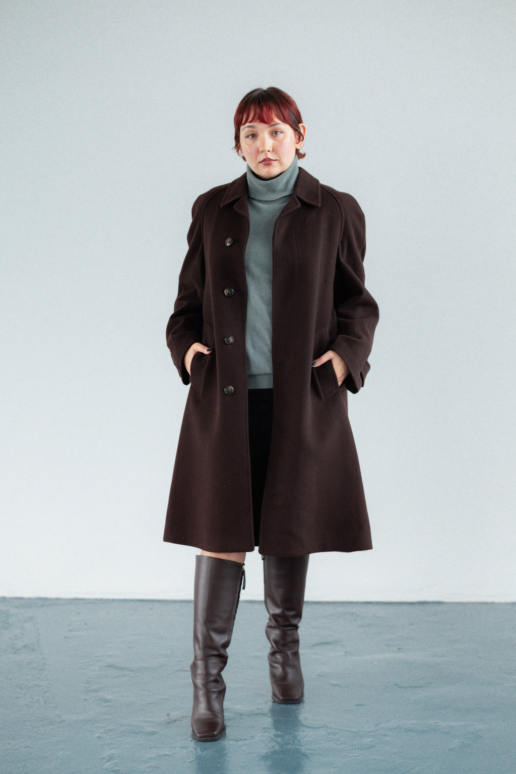 Dark Chocolate Brown Pure Wool Coat