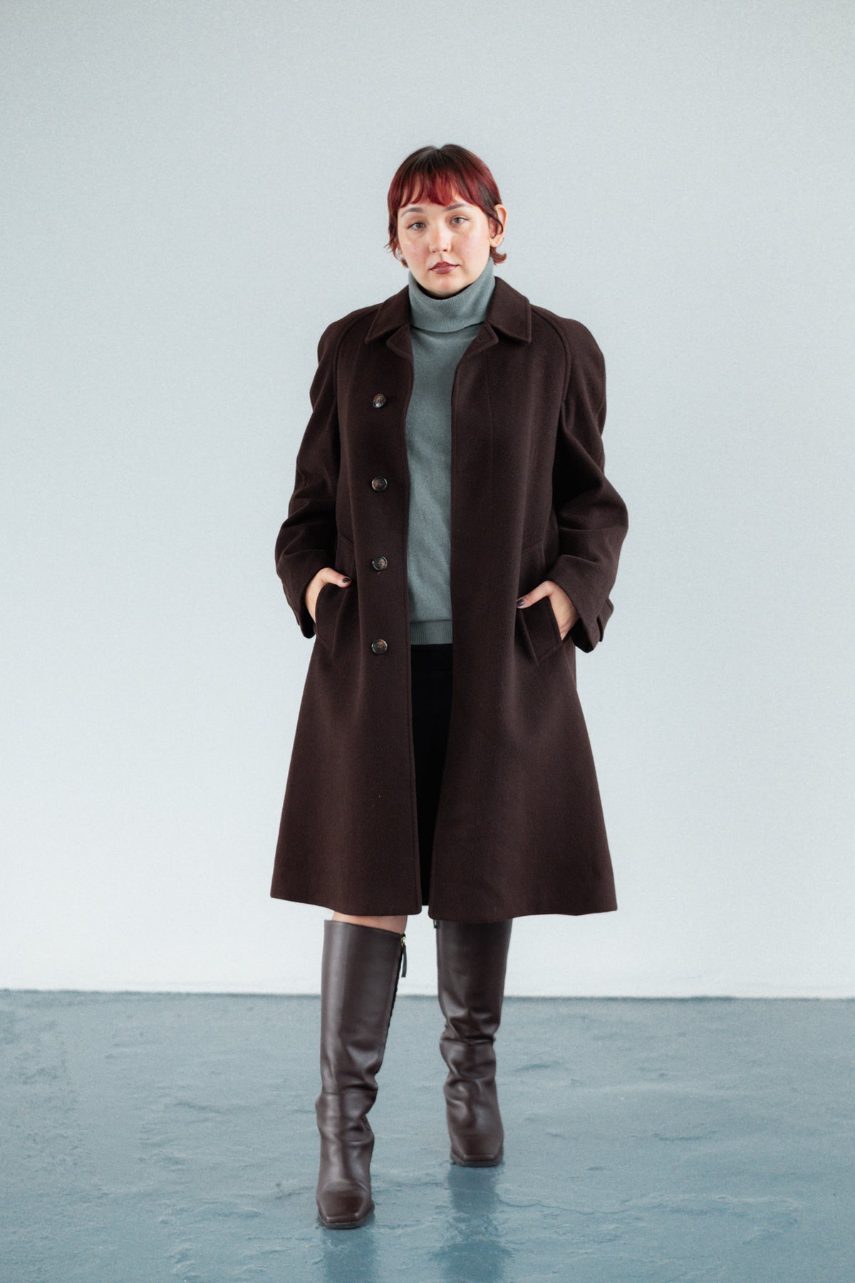 Dark Chocolate Brown Pure Wool Coat