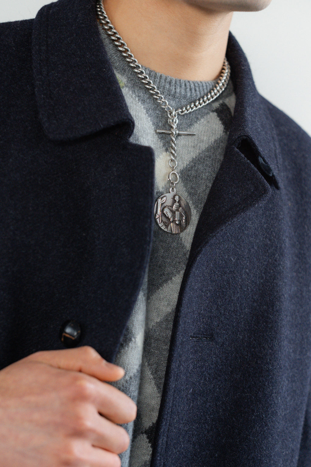 Navy Blue Virgin Wool Coat