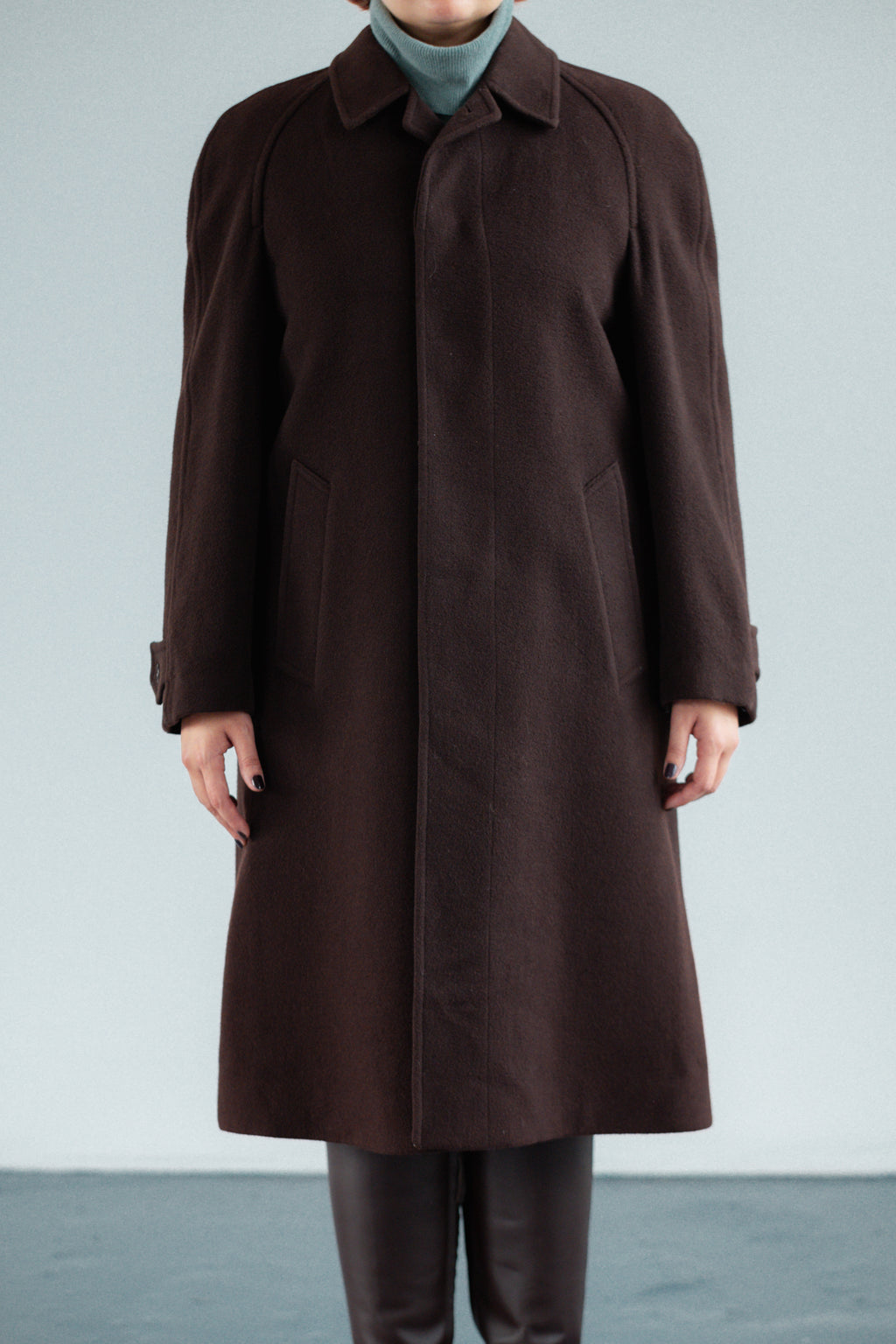 Dark Chocolate Brown Pure Wool Coat