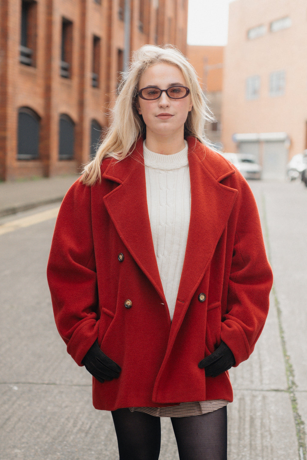 Rust Red Wool and Cashmere Double-Breasted Coat by Marella
