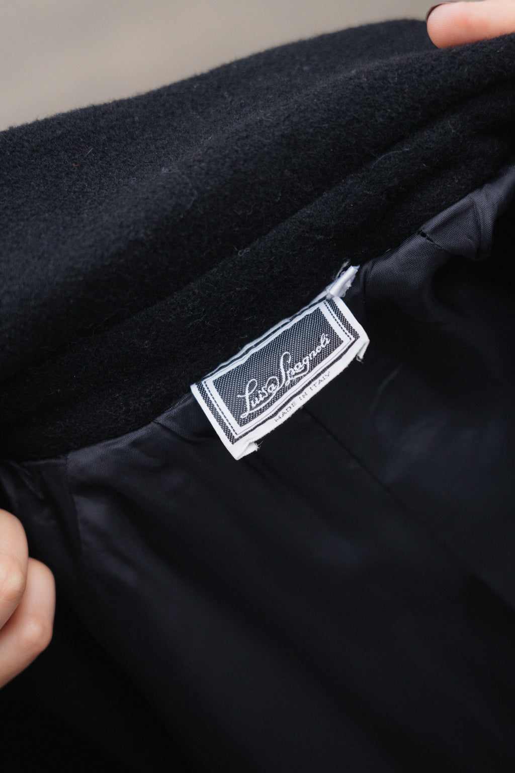 Black A-Line Wool Coat by Luisa Spagnoli