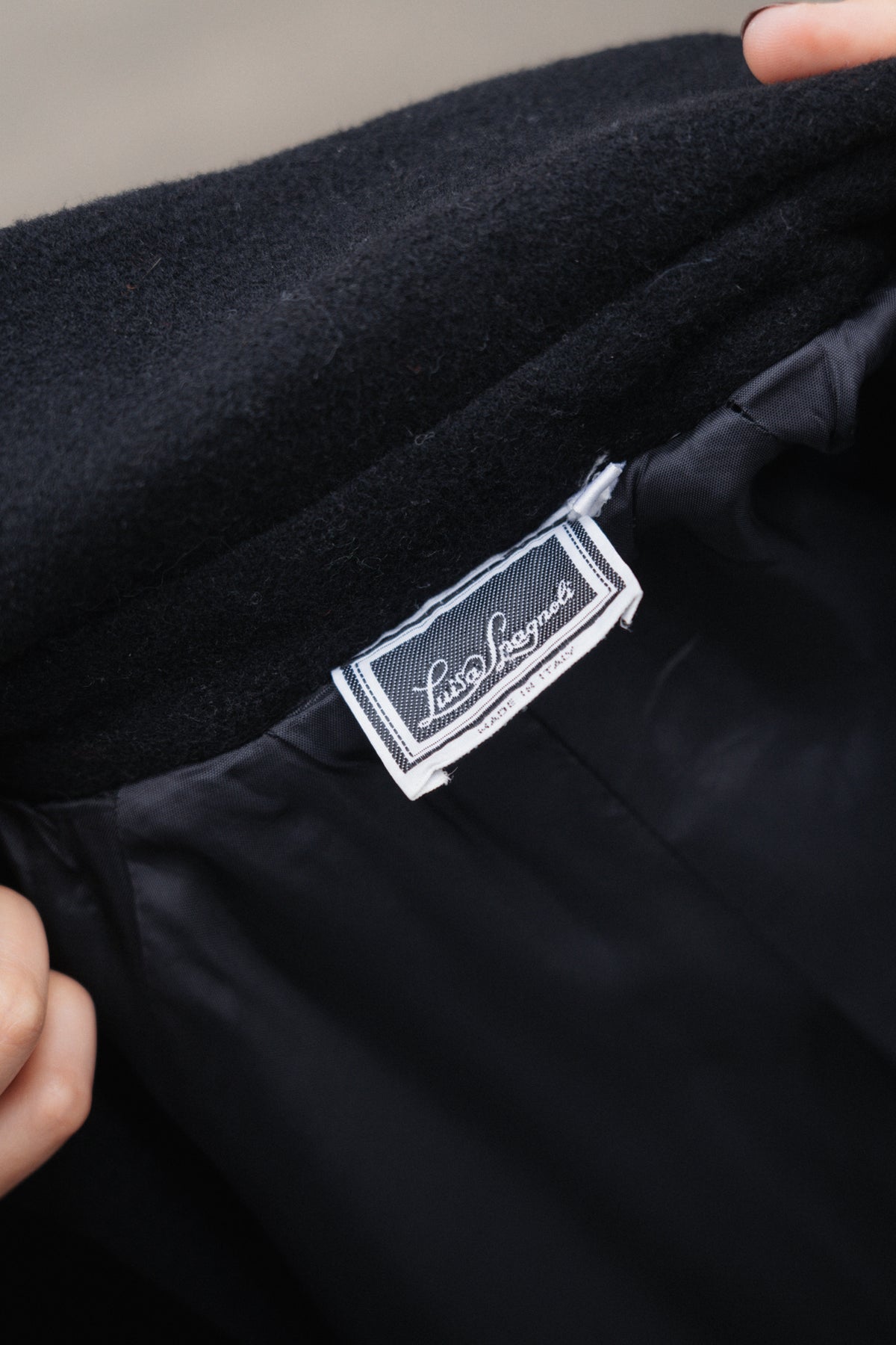 Black A-Line Wool Coat by Luisa Spagnoli