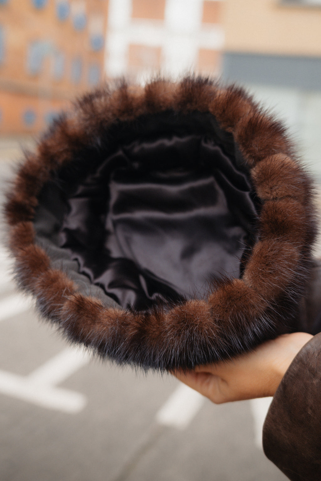 Dark Brown Vintage Fur Style Pillbox Hat