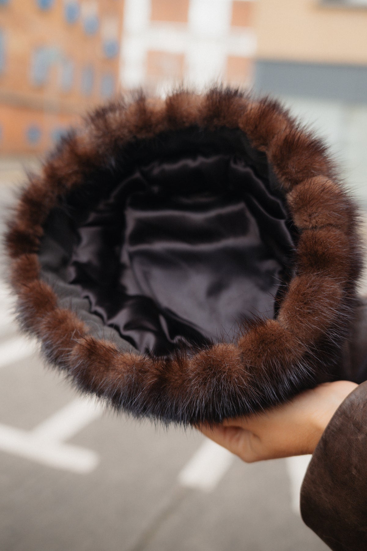 Dark Brown Vintage Fur Style Pillbox Hat
