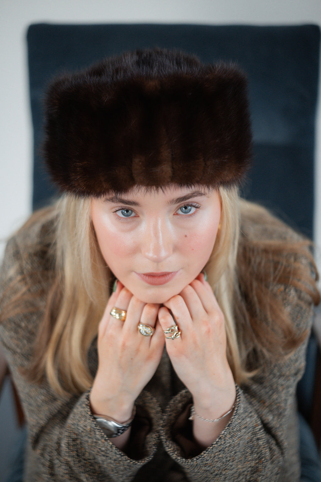 Dark Brown Vintage Fur Style Pillbox Hat