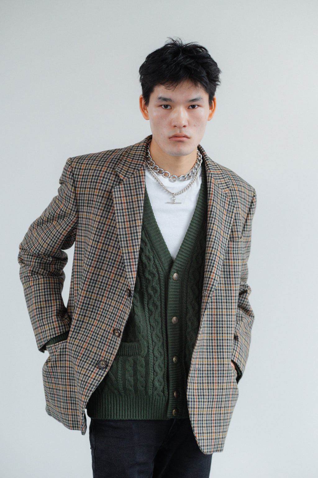 Check Wool Blazer by Cacharel