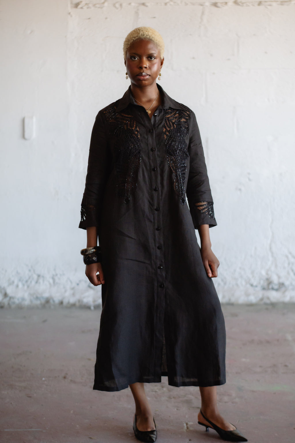 Les Copains Hand Embroidered Linen Dress