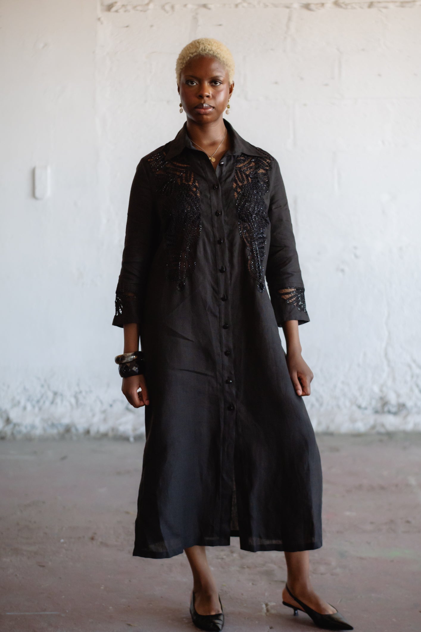 Les Copains Hand Embroidered Linen Dress
