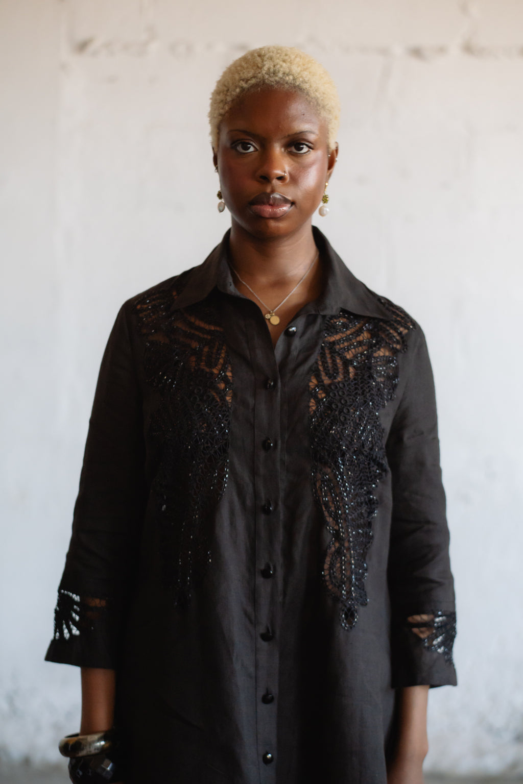 Les Copains Hand Embroidered Linen Dress