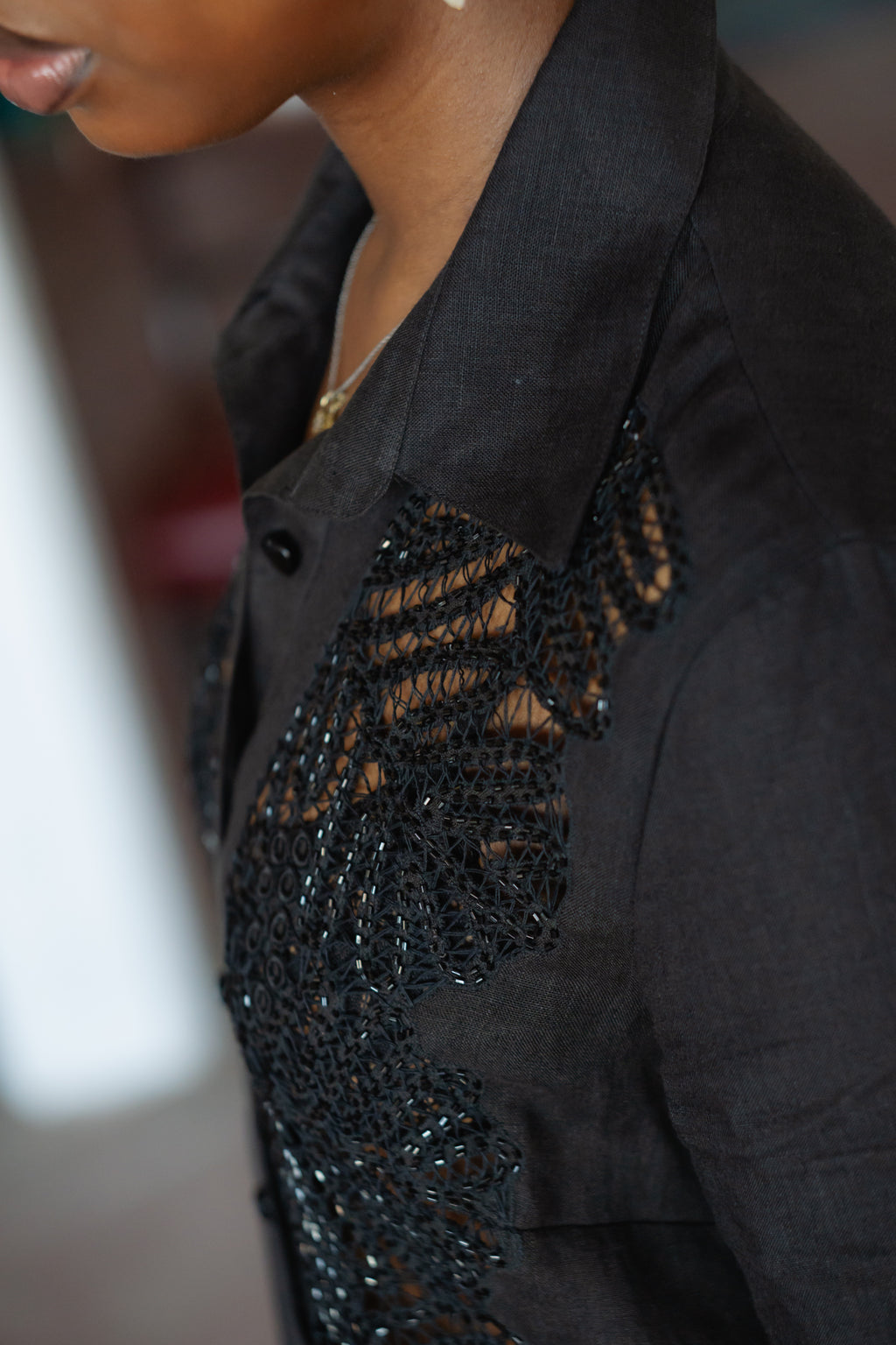 Les Copains Hand Embroidered Linen Dress
