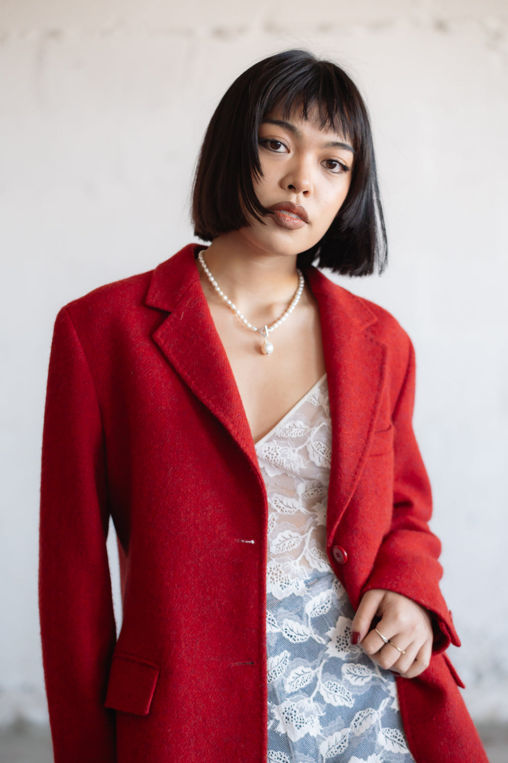 Max Mara Pure Wool Blazer in Red