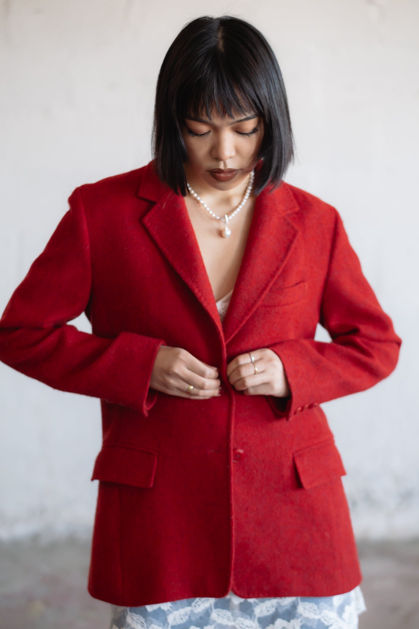 Max Mara Pure Wool Blazer in Red