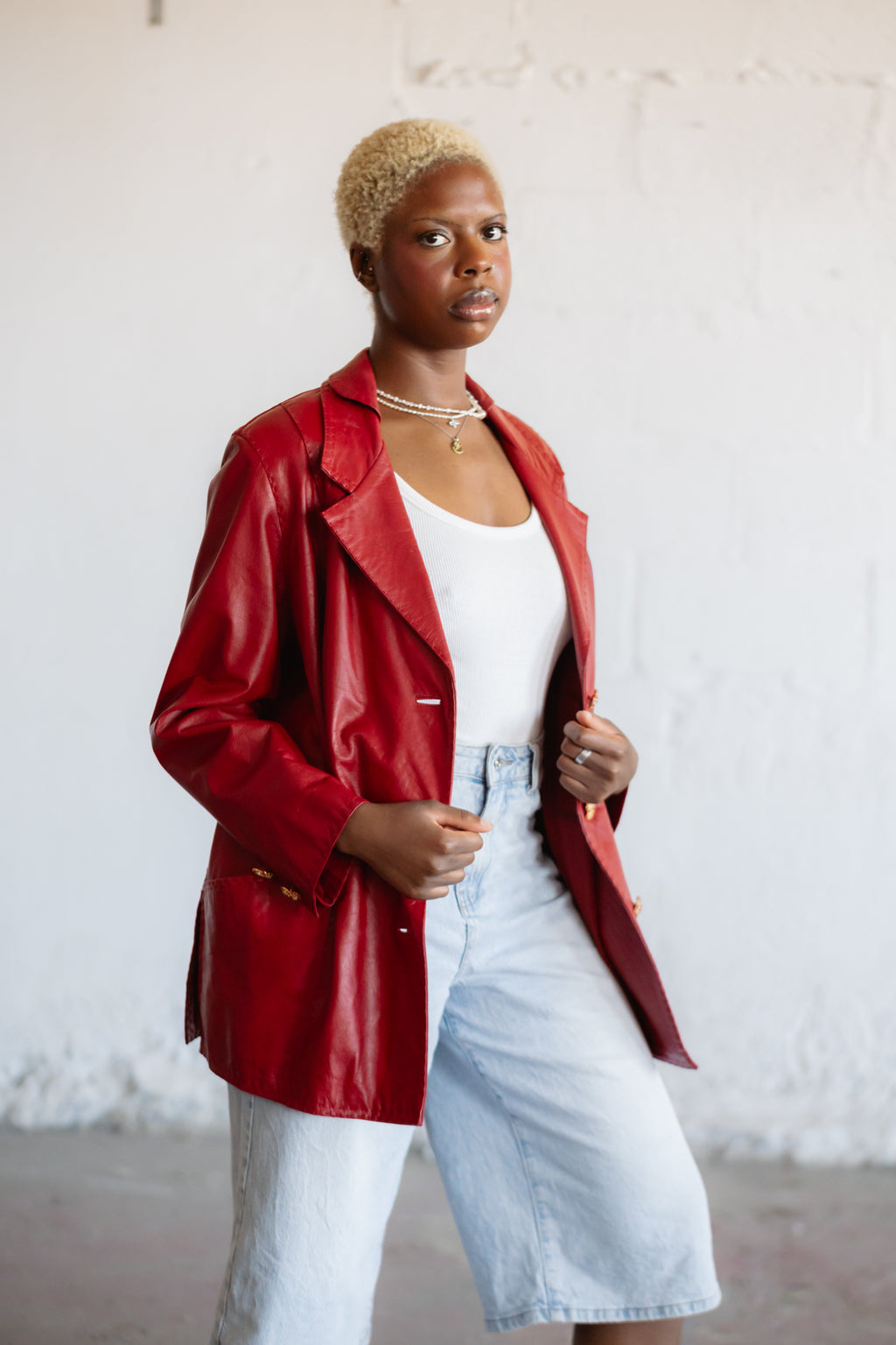 Moschino Red Leather Coat