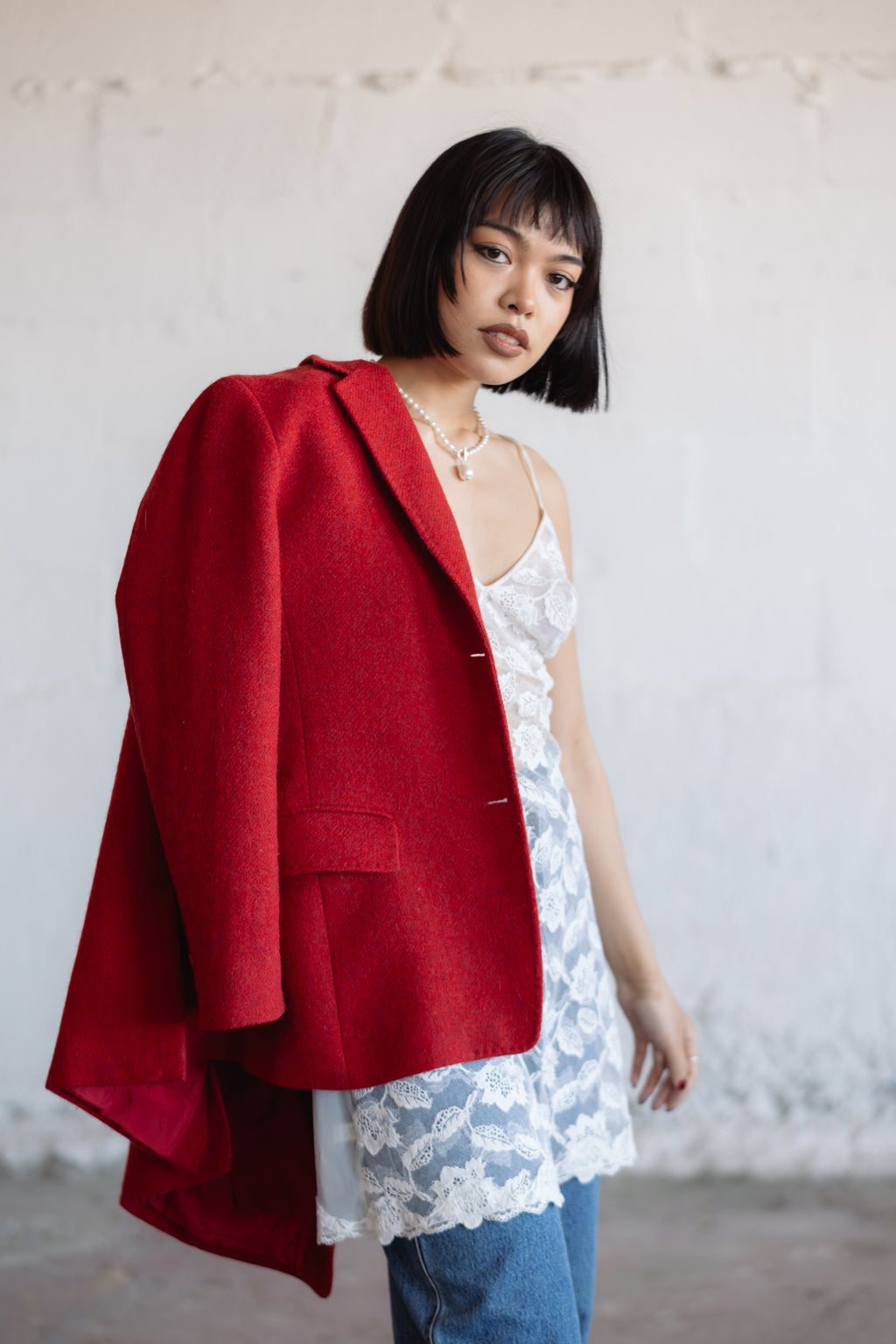 Max Mara Pure Wool Blazer in Red