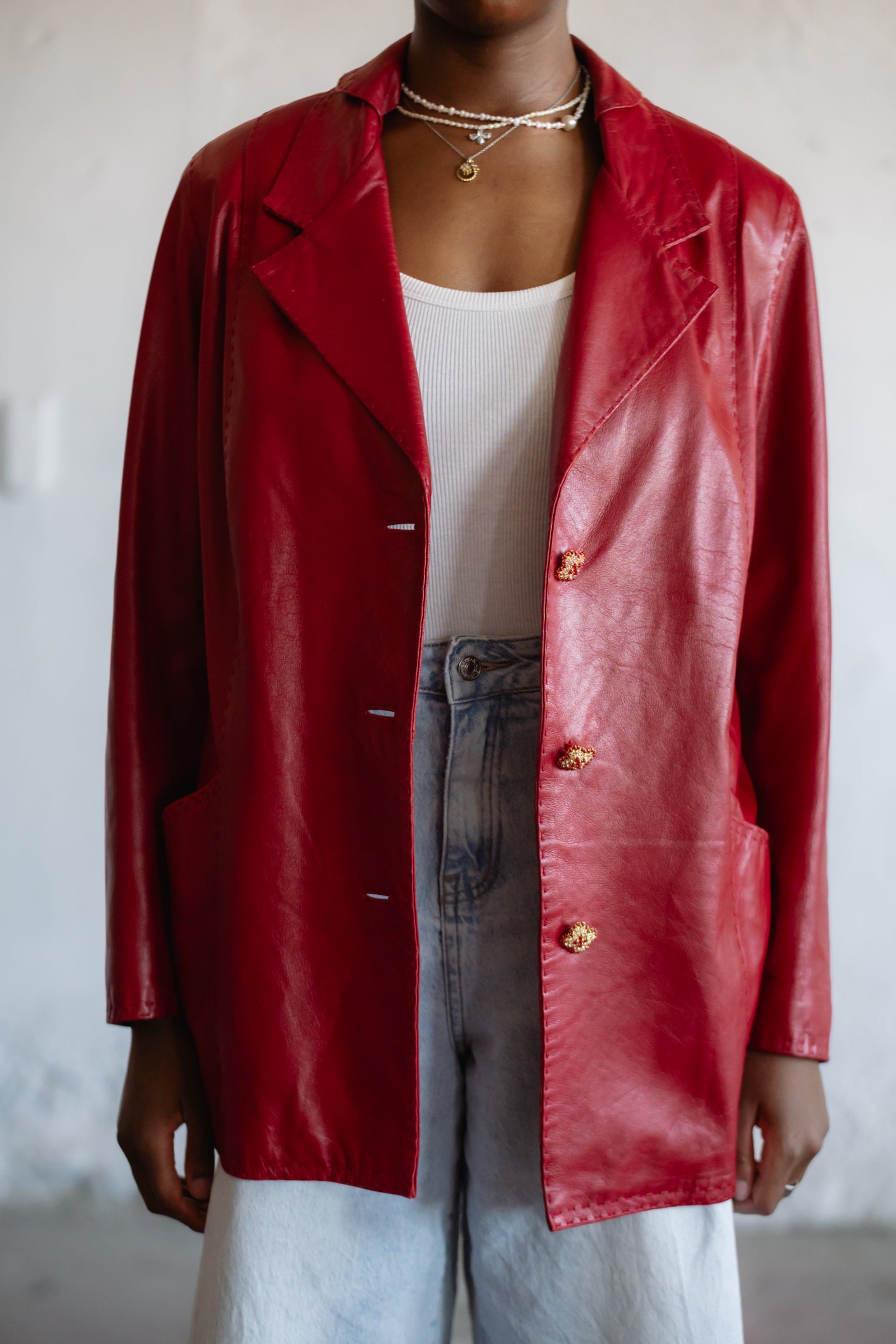 Moschino Red Leather Coat