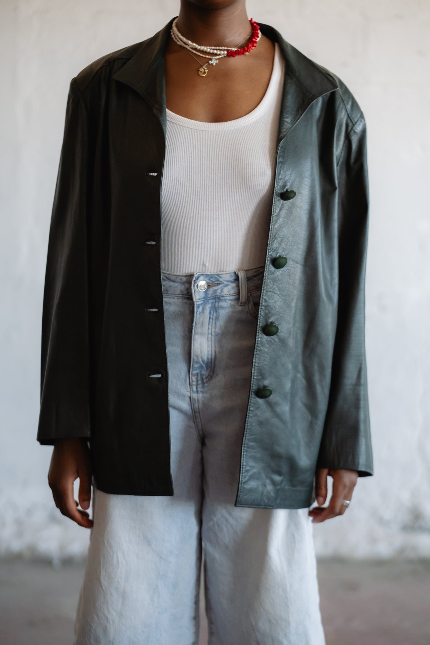 Bottle Green Leather Jacket