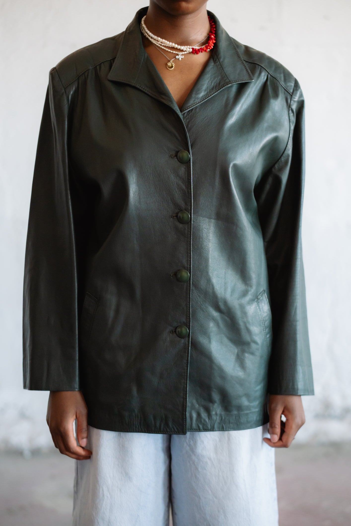 Bottle Green Leather Jacket