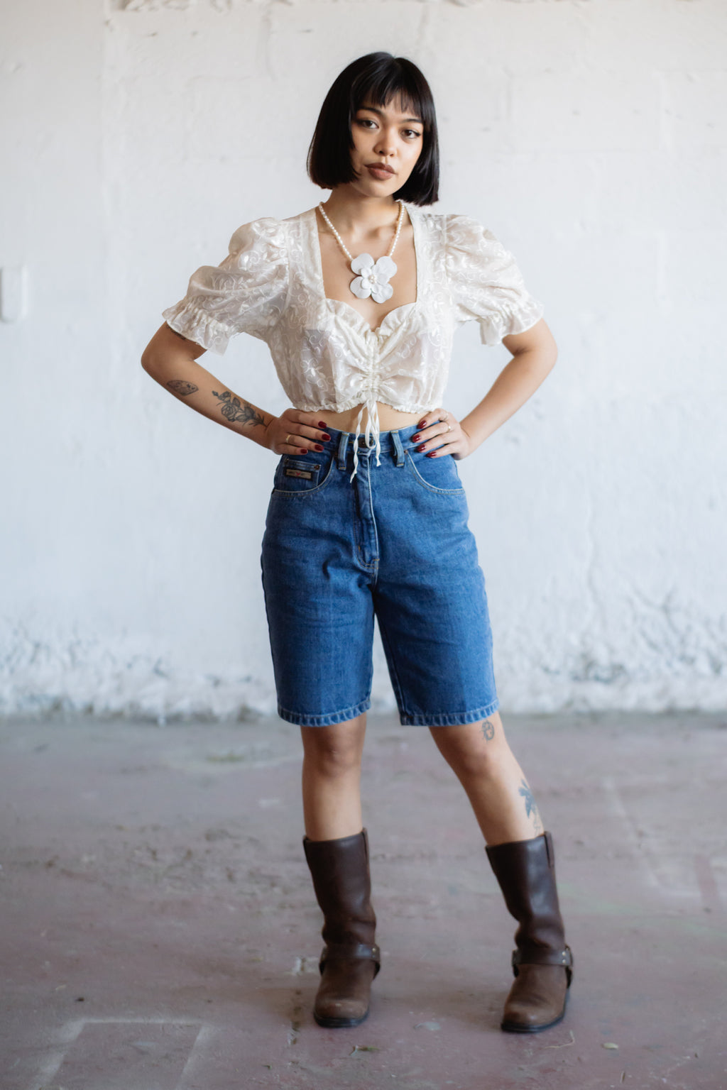 High-Waisted Denim Shorts