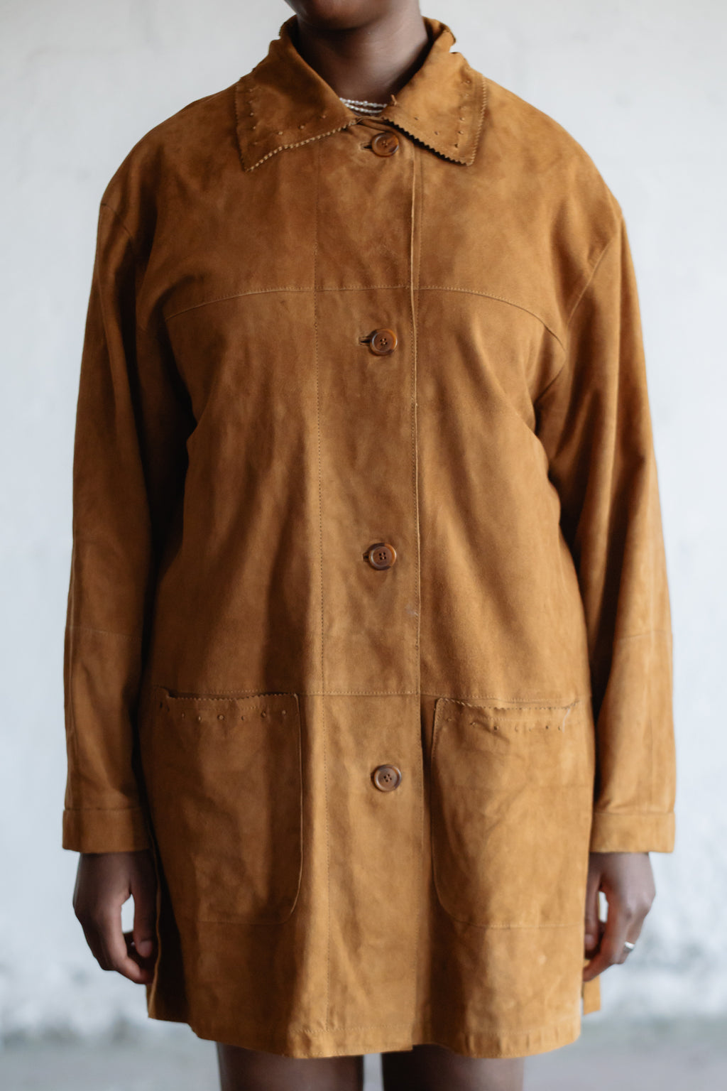 Tan Suede Longline Jacket