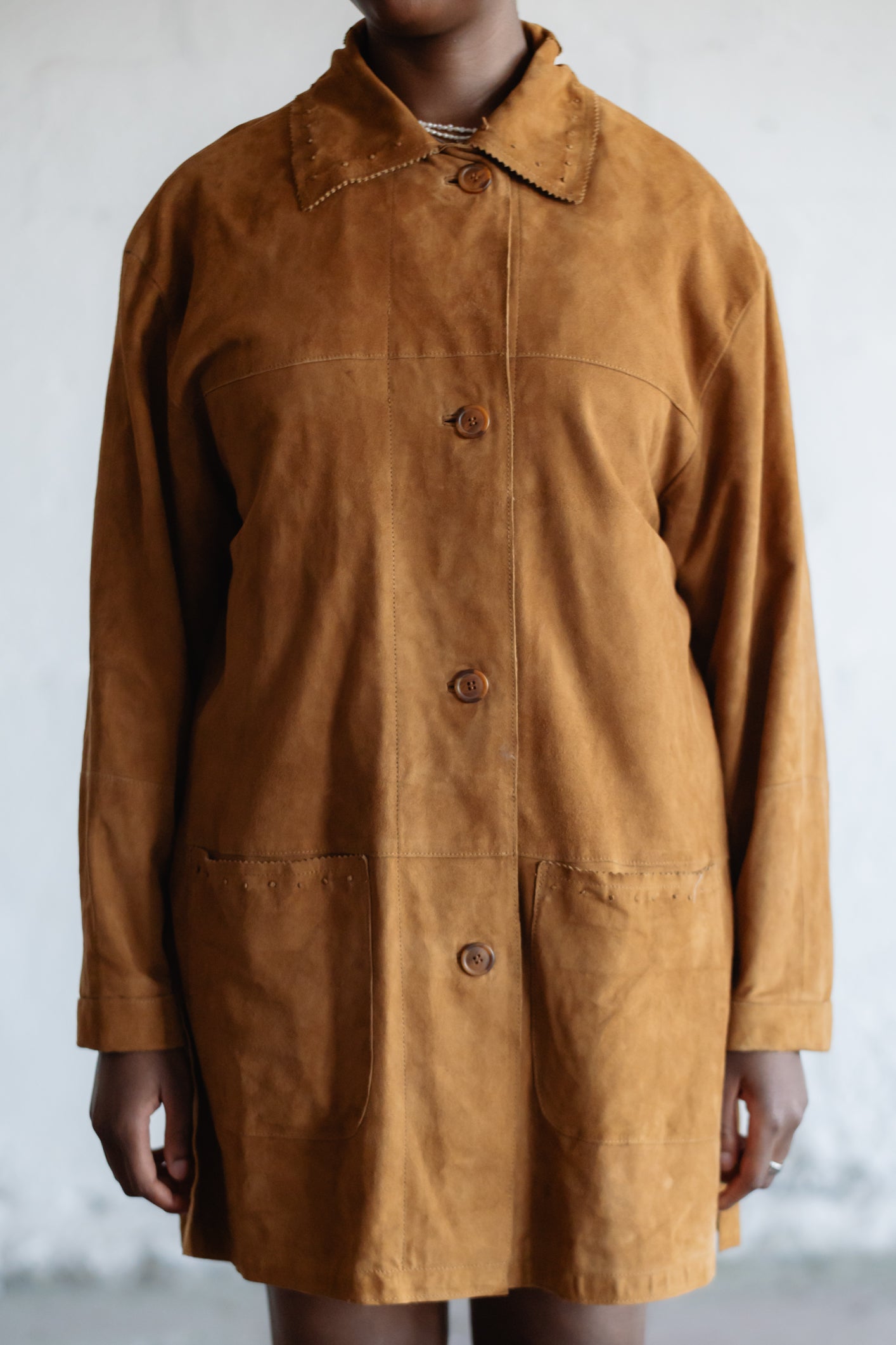 Tan Suede Longline Jacket