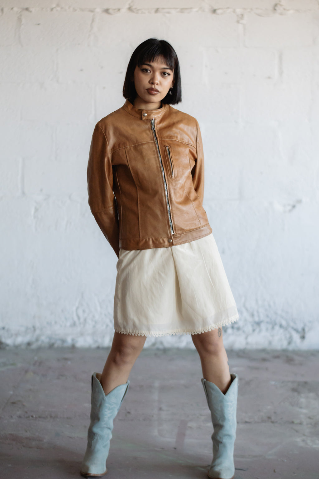Tan Leather Moto Jacket