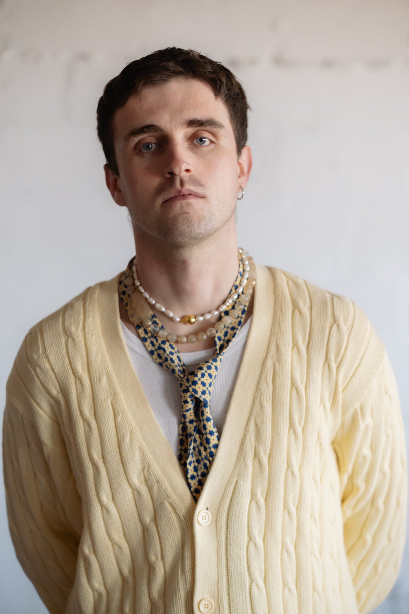 Cacharel Paris Yellow Cable Knit Cardigan