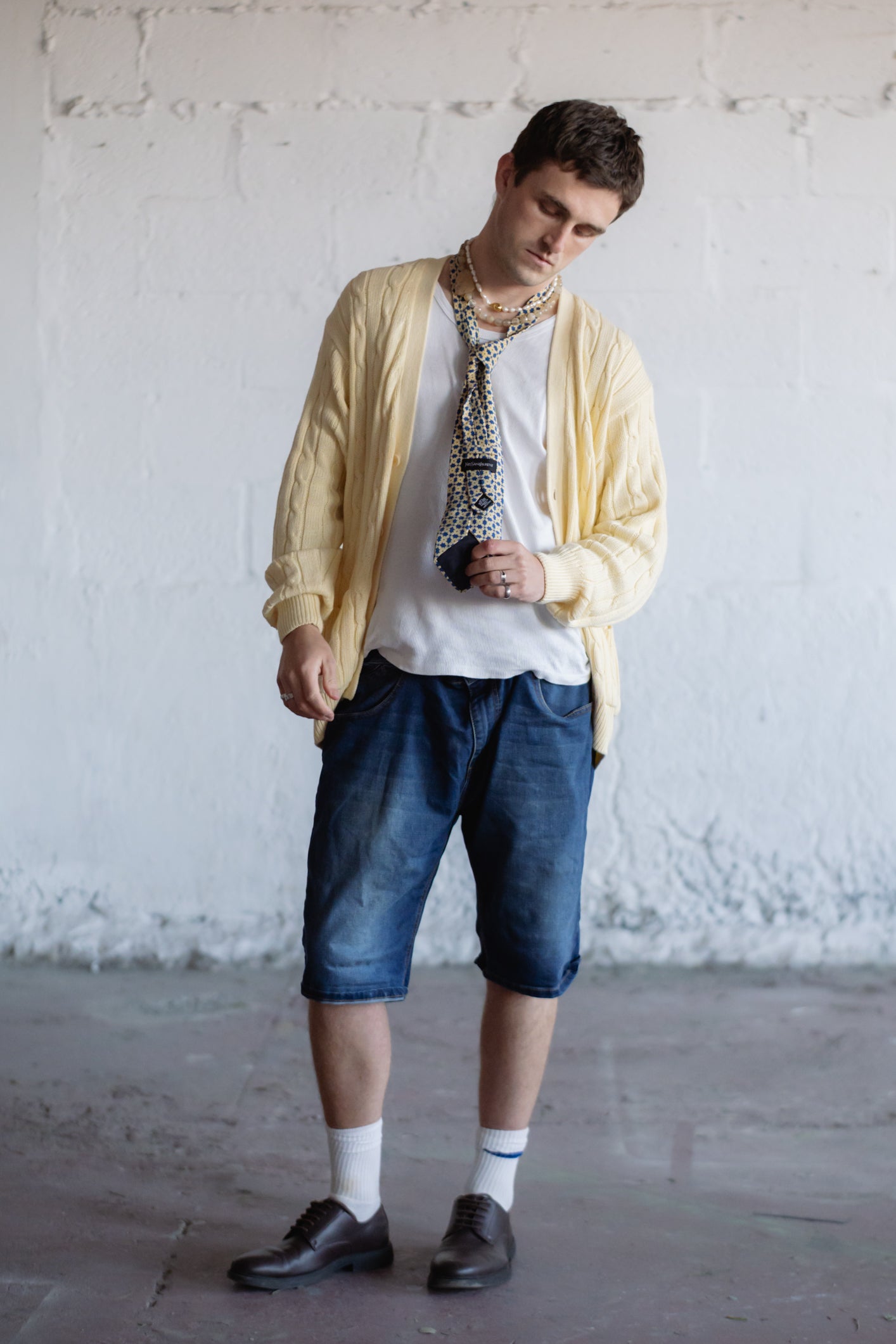 Cacharel Paris Yellow Cable Knit Cardigan