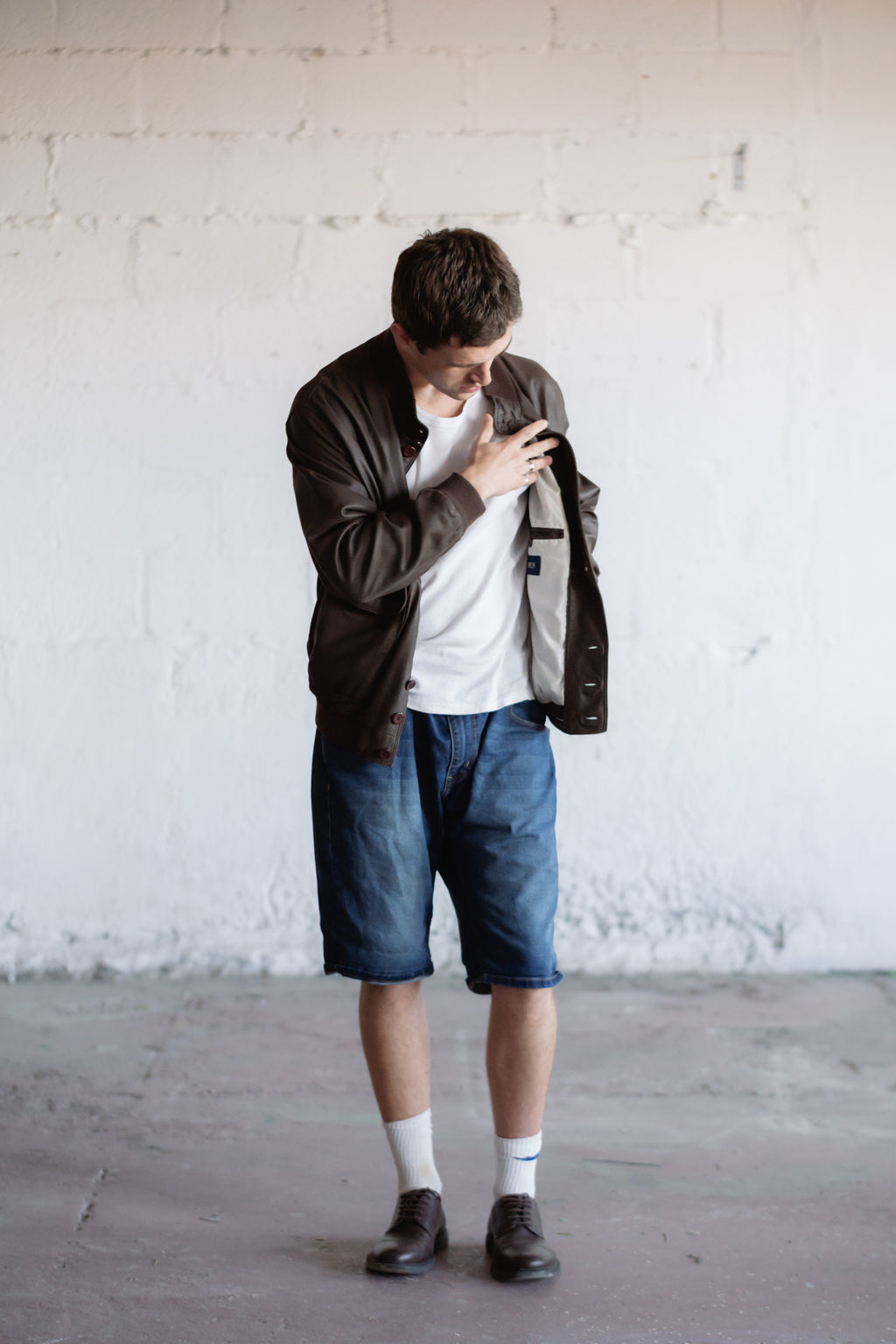 Light Brown Leather Bomber Jacket