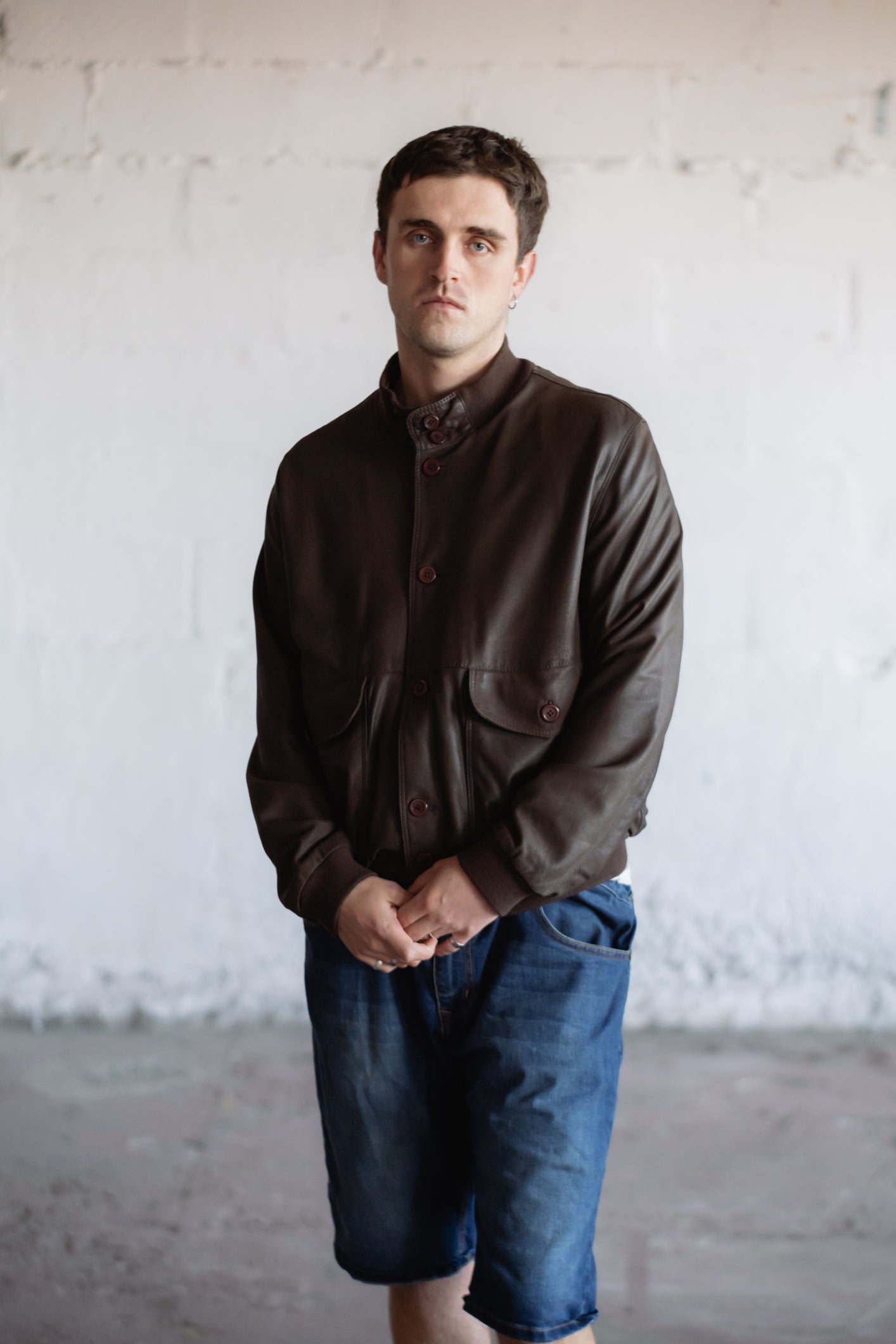 Light Brown Leather Bomber Jacket