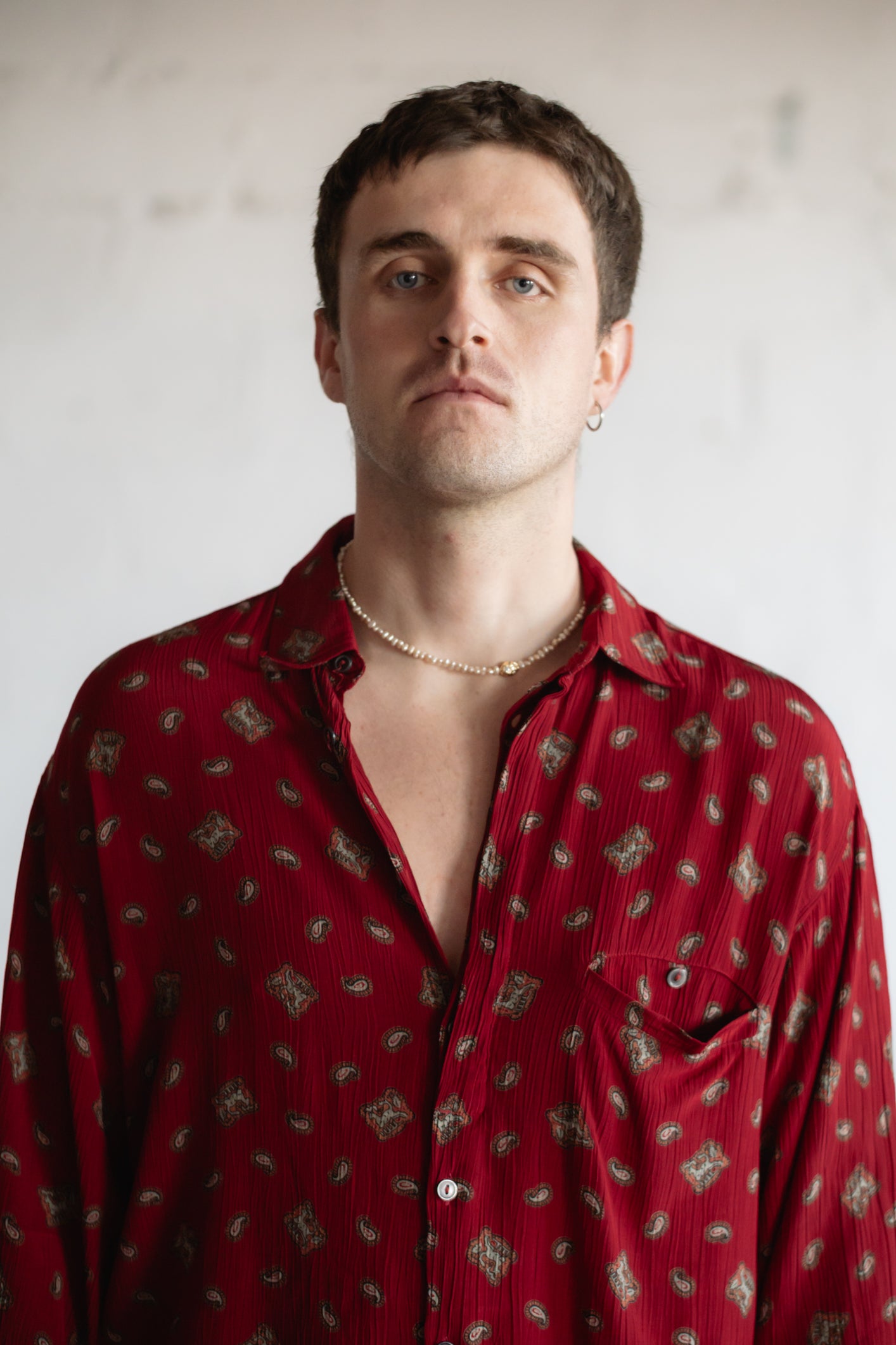 Paisley Crepe Shirt in Red