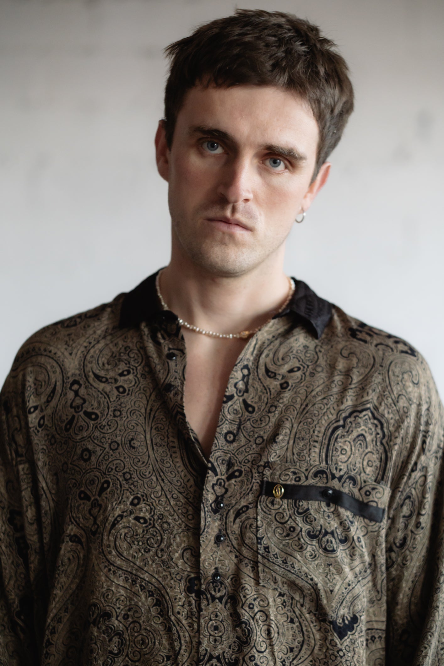Paisley Print Shirt in Beige & Black