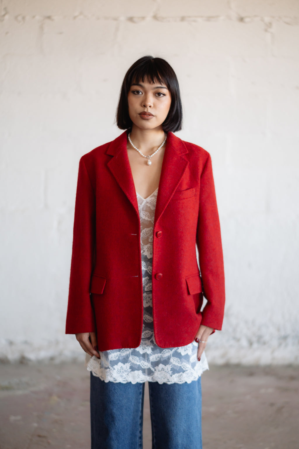 Max Mara Pure Wool Blazer in Red