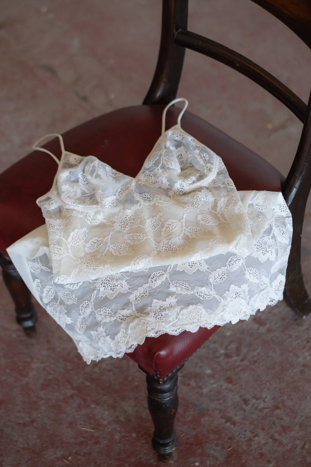 Sheer Lace Slip Dress in Ivory