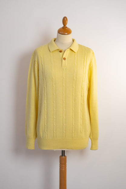 YELLOW CABLE KNIT JUMPER SIZE S/M UK8/10